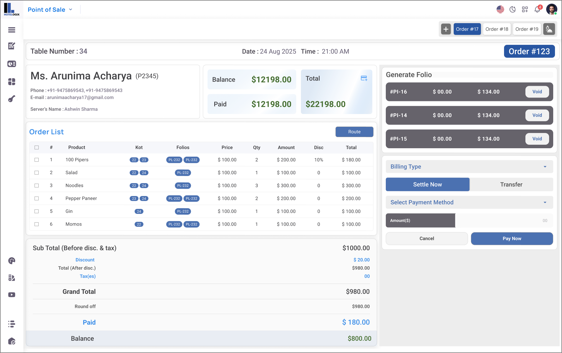 Billing screenshot